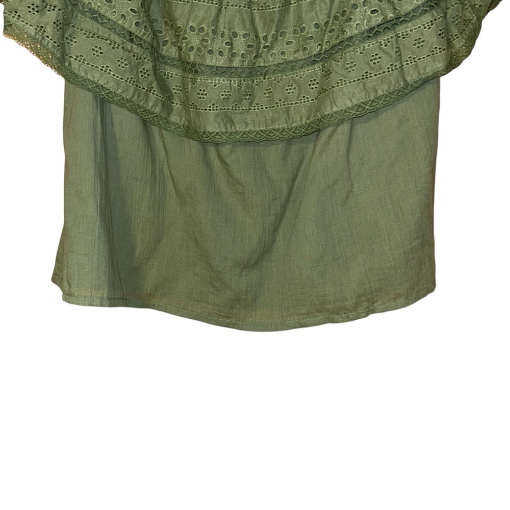 Sofia Jeans Sofia Vergara Eyelet Off Shoulder Top Green Womens Large Cotton Boho - Picture 4 of 11